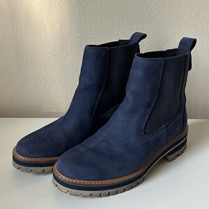 [Timberland] Women's Courmayeur Valley A254N Navy Leather Pull On Casual Boots
